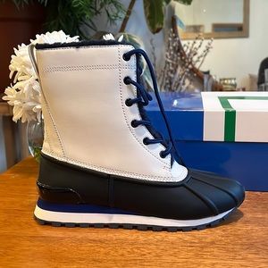 Tory Burch Tory Sport Leather Upper Shearling Lined Rubber Rain boots Weather